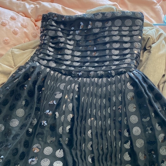 Bea black strapless sequence side zip tooled dress medium - Picture 7 of 13